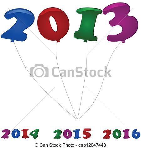 Number Shaped Balloons For The New Year In 2013 2014 2015 And 2016