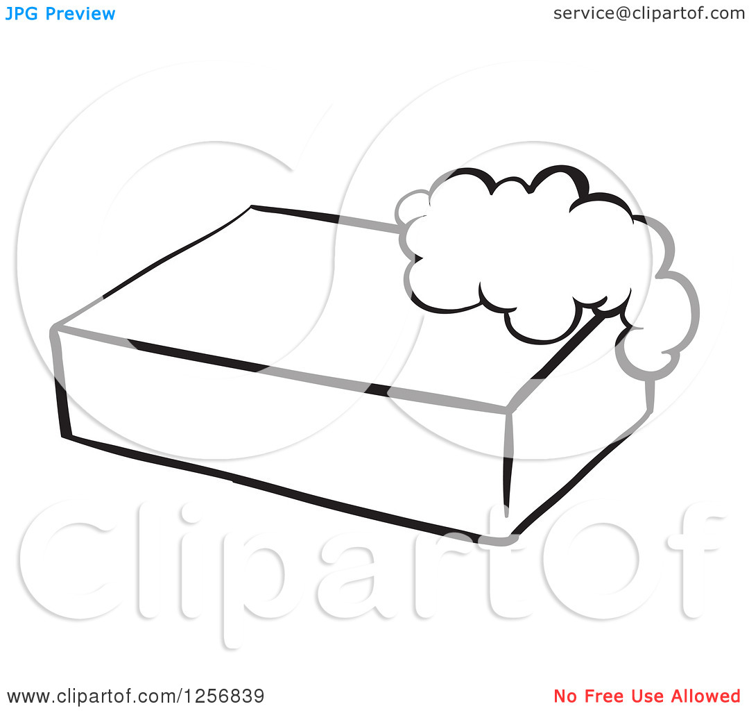 Of A Black And White Sudsy Bar Of Soap   Royalty Free Vector Clipart