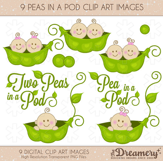 Peas In A Pod Baby Shower Clip Art Images   Instant Download   Png
