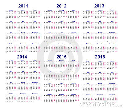 Photo  Vector Calendar Templates 2011 2012 2013 2014 2015 2016