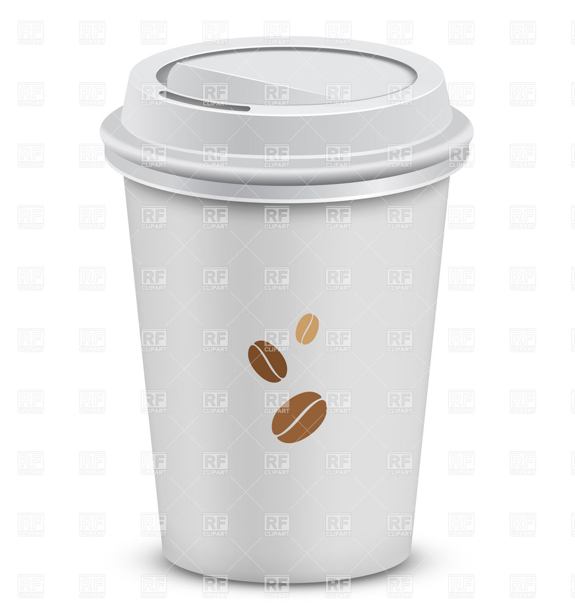 Plastic Coffee Cups With Lid And Coffee Beans Food And Beverages
