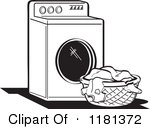 Royalty Free  Rf  Black And White Washing Machine Clipart    