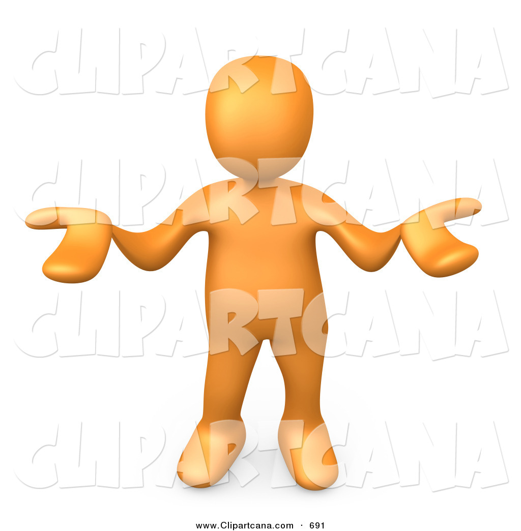 Showing Clipart Person Clipart Clip Art Of A Shrugging Orange Person