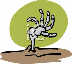 Skeleton Hand Sticking Out Of The Ground Royalty Free Clipart    