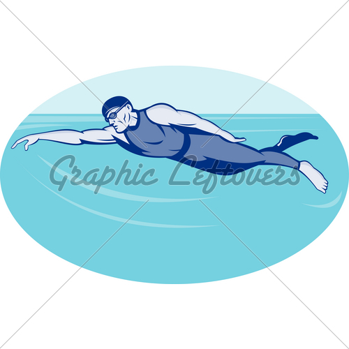 Triathlon Athlete Swimming Freestyle   Gl Stock Images