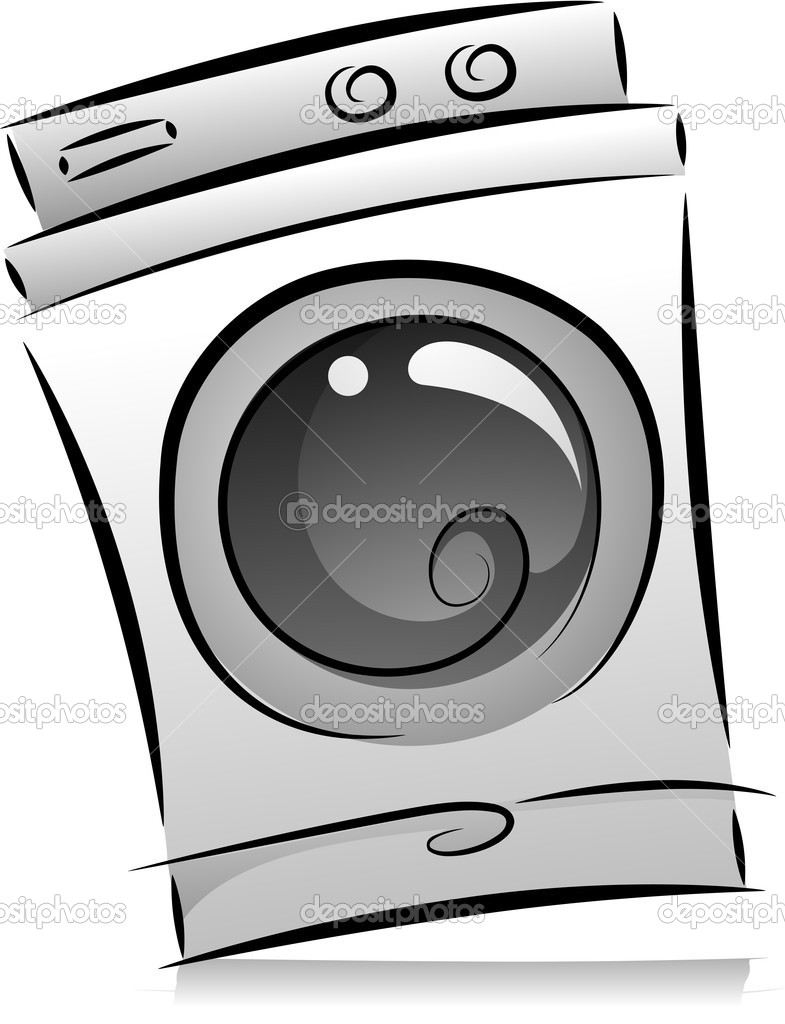 Washing Machine In Black And White   Stock Photo   Lenmdp  32058545