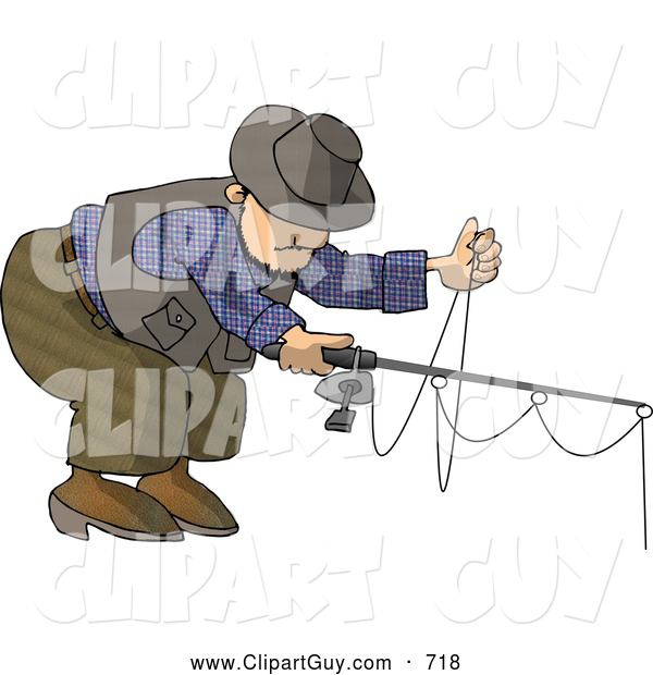 Clip Art Of Awhite Man Fishing With A Standard Rod By Djart    718