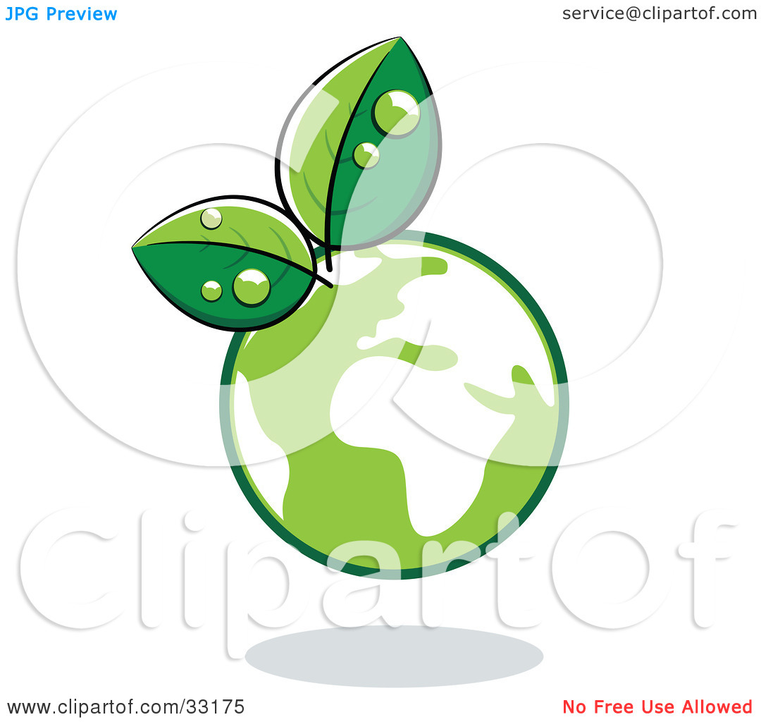 Clipart Illustration Of Organic Leaves Sprouting From A Green Globe By