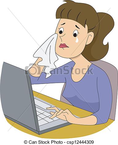 Clipart Of Girl Writer Crying   Illustration Of A Girl Writer Crying