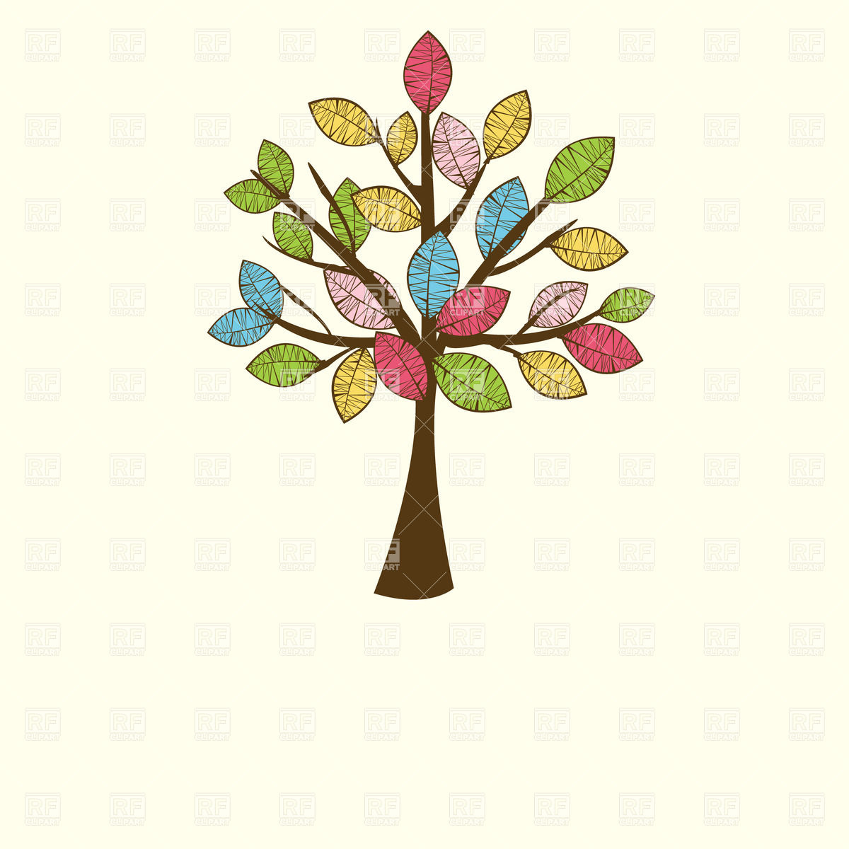 Colorful Spring Tree Download Royalty Free Vector Clipart  Eps