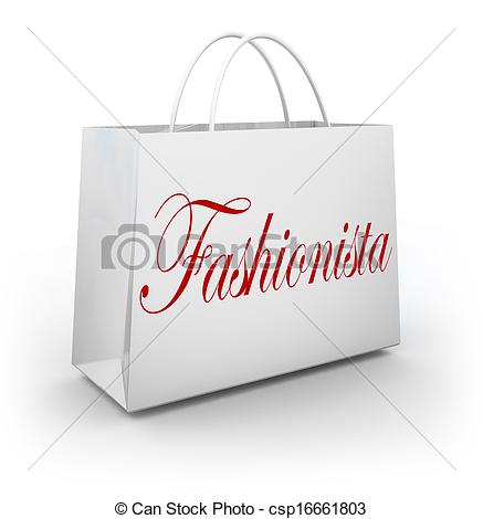Fashionista Word On A Paper Shopping Bag Illustrating A Person Who Is