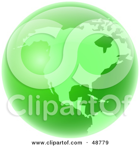 Free  Rf  Clipart Illustration Of A Green Globe Of North America