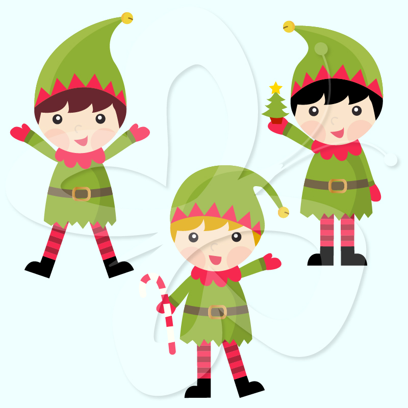 Home   All Clip Art   Christmas Elves