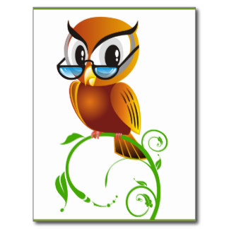 Lechuza Vector Clipart Cartoon Owl Teacher Smart Postcards