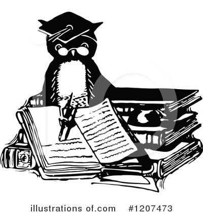 Owl Writing Clip Art Black And White