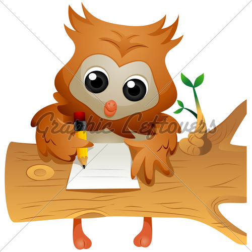 Owl Writing With Clipping Path