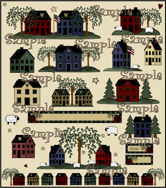 Primitive Salt Box Houses And Shaker Houses Country Graphics Clip Art