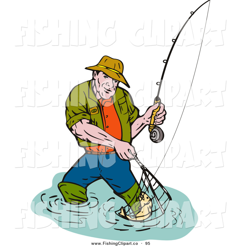 Royalty Free Fishing Clip Art Of A Sporty Fishing Man