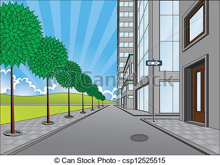 Vector   Street On The Outskirts Of The City   Stock Illustration