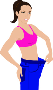 Weight Loss Resolution Clipart Image   A Cartoon Woman Holding The