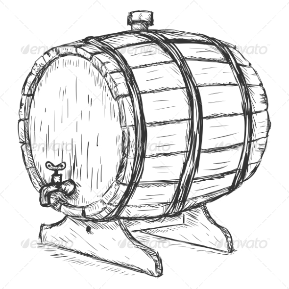 Wine Barrel Clipart Black And White Wooden Wine Barrel   Man Made
