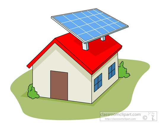 Alternative Energy Source Solar Panel On House 02   Classroom Clipart