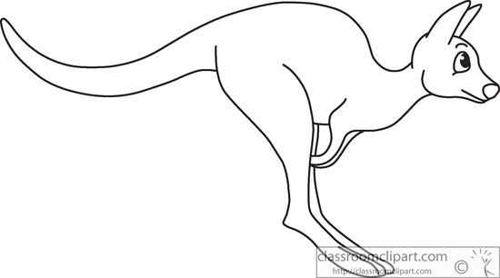 Animals   Jumping Kangaroo Black White Outline 914   Classroom Clipart