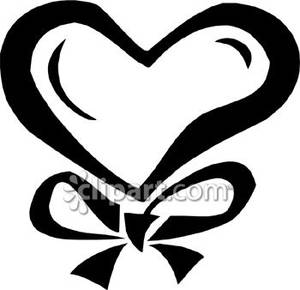 Broken Heart Clipart Black And White Black And White Heart With A Bow