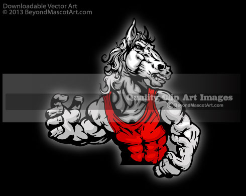 Bronco Wrestling Art Mustang Mascot Clip Art 1330 Wrestling Horse