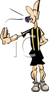     Cartoon Of A Referee Blowing A Whistle   Royalty Free Clipart Picture
