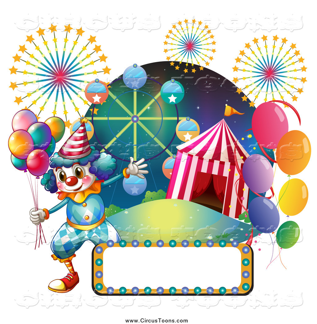 Circus Clipart Of A Clown With A Big Top Fireworks Carnival Ride And