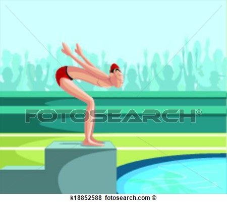 Clip Art   Swimmer Diving Into Pool  Fotosearch   Search Clipart