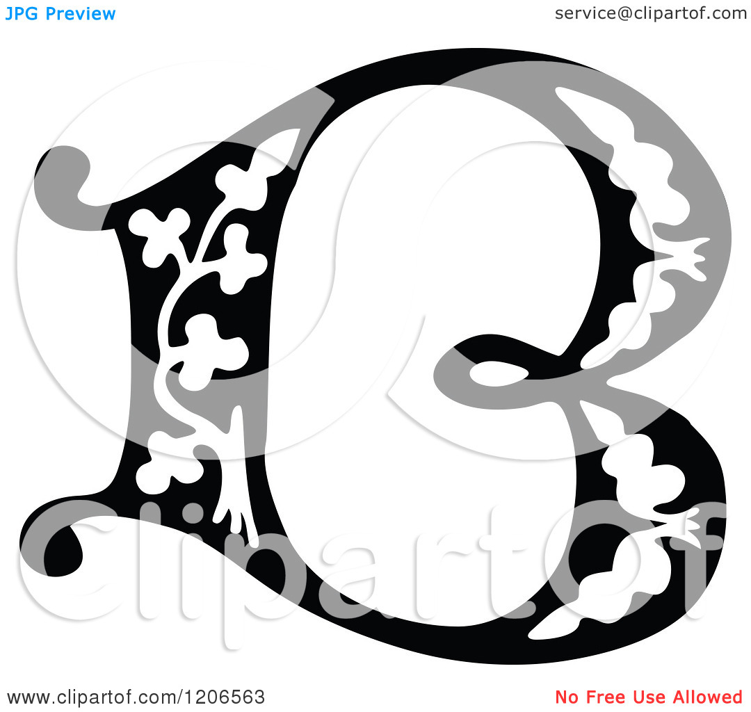 Clipart Of A Vintage Black And White Monogram B Letter   Royalty Free    