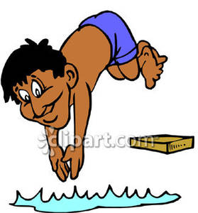 Dive Clipart A Boy Jumping Off A Diving Board Into A Pool Royalty Free