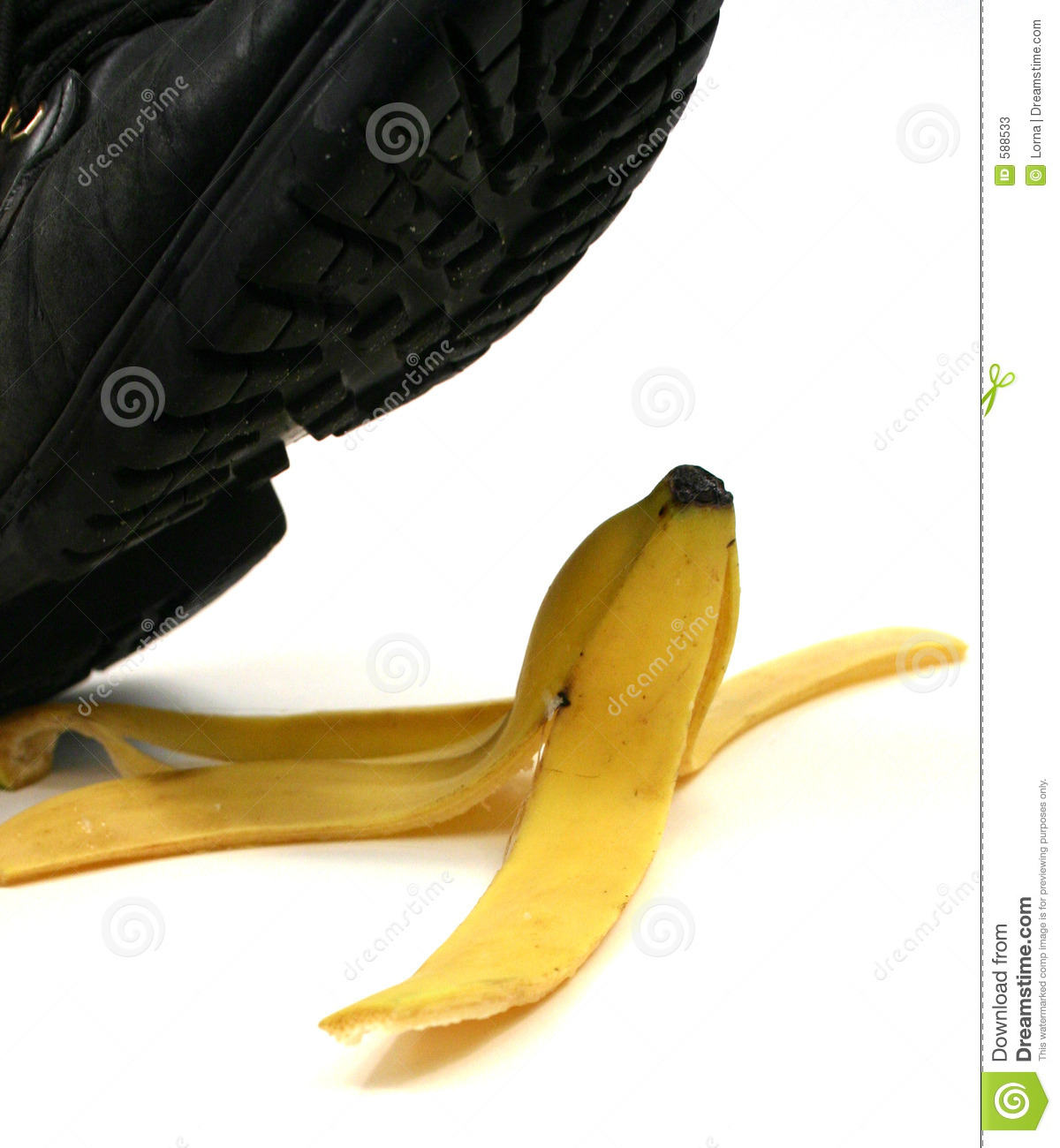 Foot Shoe About To Slip On Banana Peel And Have An Accident
