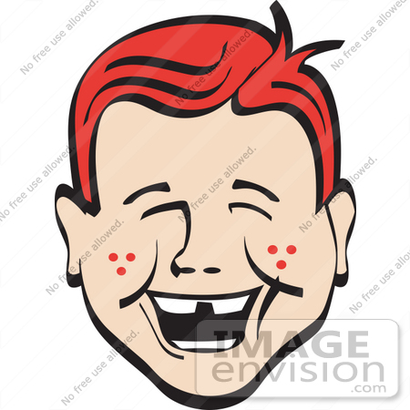 Free Cartoon Clip Art Of A Happy Red Haired Freckled Boy With Missing