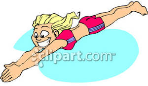 Girl Diving Into A Pool   Royalty Free Clipart Picture