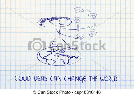 Good Ideas Rule The World Girl Walking On The World Juggling Ideas