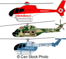 Helicopters   3 Detailed Helicopters With Military Police   