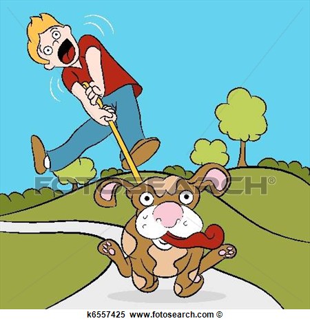 Illustration   Man Trying To Walk His Dog  Fotosearch   Search Clipart