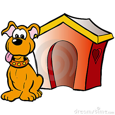 Illustration Of A Funny Dog In Front Of His House