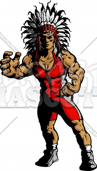     Indian Chief Mascot Vector Graphic   School Wrestling Clipart  1492
