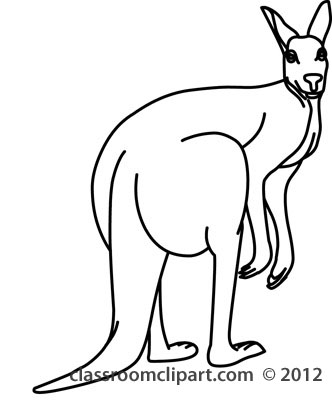 Kangaroo Standing Side View 212 1 Outline   Classroom Clipart