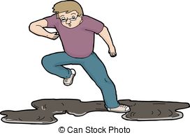 Man Slipping On Oil   Cartoon Illustration Of Man Slipping