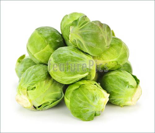 Photo Of Bunch Of Green Brussels Sprouts Isolated On White Background