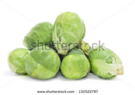 Pile Of Brussels Sprouts On A White Background Stock Photo