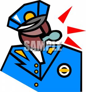 Police Officer Blowing A Whistle   Royalty Free Clipart Picture