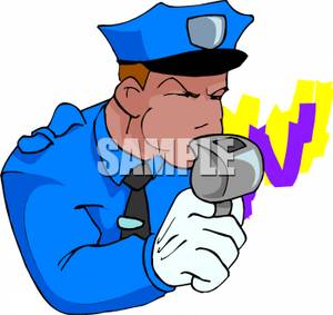 Policeman Blowing A Whistle   Royalty Free Clipart Picture