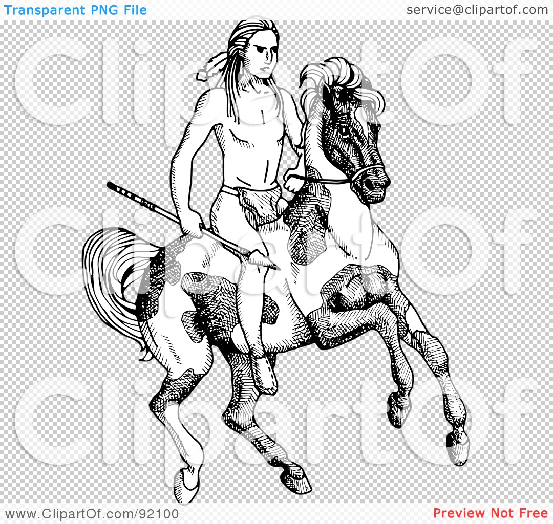 Rf  Clipart Illustration Of A Black And White Native American Boy