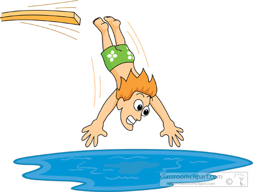 Swimming Clipart   Man Jumping From Divingboard Into The Pool